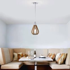 Vissente 8 in. 1-Light Indoor Chrome and Faux Wood Grain Lantern Pendant Ceiling Light by Warehouse of Tiffany -Warehouse of Tiffany Shop chrome warehouse of tiffany chandeliers imp808b 1 31 1000