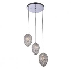 Lidwina 3-Light Chrome Pendant with Crystal Shade by Warehouse of Tiffany