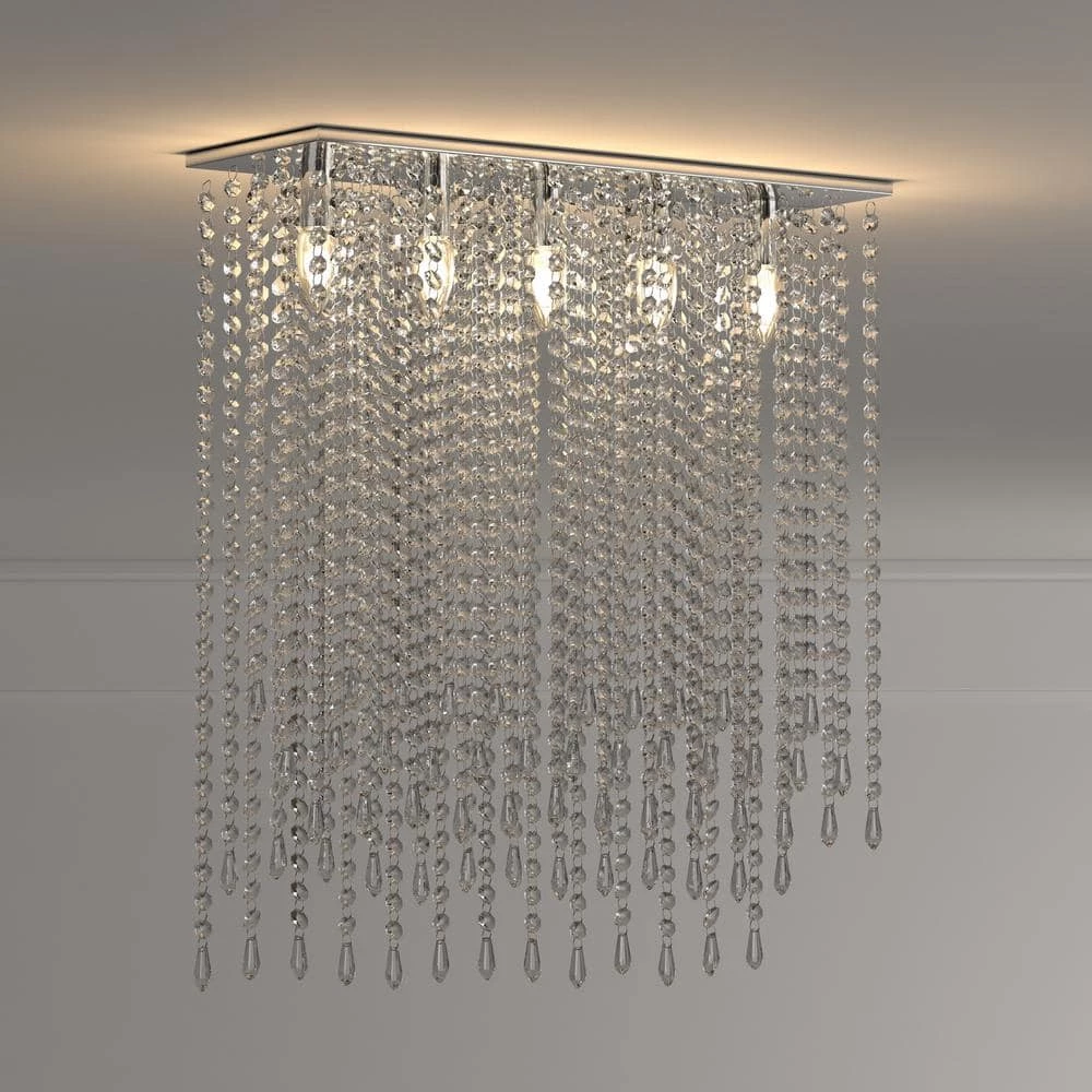 Cleave Crystal 5-Light Chrome Chandelier with Shade by Warehouse of Tiffany 5 Cleave Crystal 5-Light Chrome Chandelier with Shade by Warehouse of Tiffany - Image 3