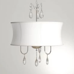 Melissa 3-Light Chrome Crystal Chandelier with Fabric Shade by Warehouse of Tiffany -Warehouse of Tiffany Shop chrome warehouse of tiffany chandeliers rl3207 1f 1000