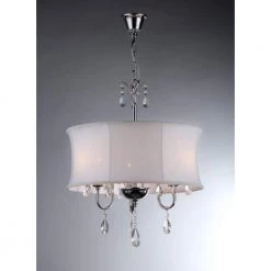 Melissa 3-Light Chrome Crystal Chandelier with Fabric Shade by Warehouse of Tiffany