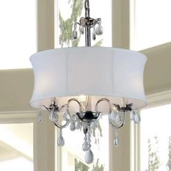 Melissa 3-Light Chrome Crystal Chandelier with Fabric Shade by Warehouse of Tiffany -Warehouse of Tiffany Shop chrome warehouse of tiffany chandeliers rl3207 c3 1000