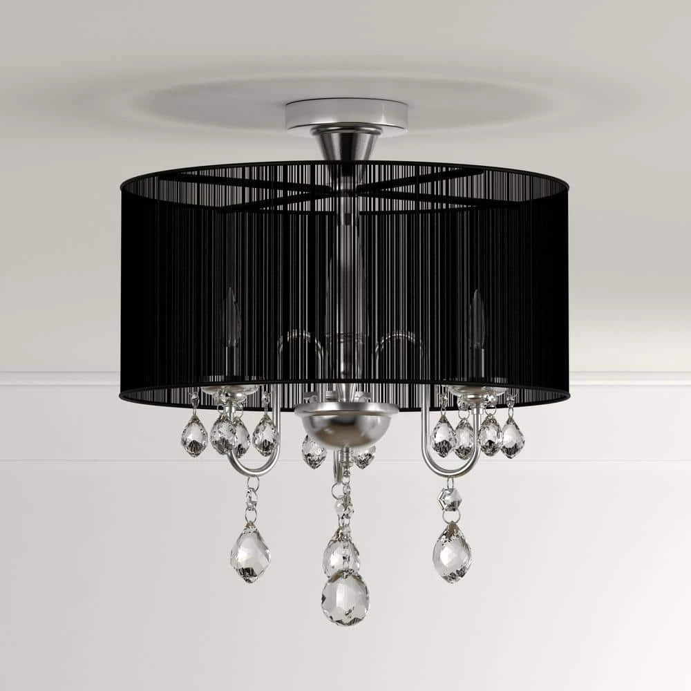 Victoria 3-Light Chrome Crystal Chandelier with Shade by Warehouse of Tiffany 5 Victoria 3-Light Chrome Crystal Chandelier with Shade by Warehouse of Tiffany - Image 3