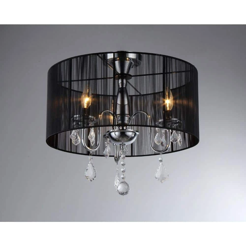 Victoria 3-Light Chrome Crystal Chandelier with Shade by Warehouse of Tiffany 3 Victoria 3-Light Chrome Crystal Chandelier with Shade by Warehouse of Tiffany