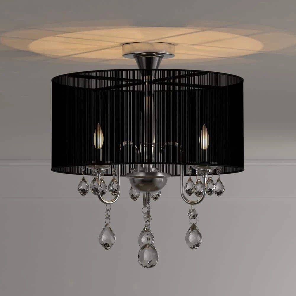 Victoria 3-Light Chrome Crystal Chandelier with Shade by Warehouse of Tiffany 4 Victoria 3-Light Chrome Crystal Chandelier with Shade by Warehouse of Tiffany - Image 2