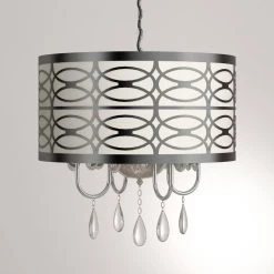 Olga 4-Light Chrome Crystal Ceiling Chandelier with Fabric Shade by Warehouse of Tiffany -Warehouse of Tiffany Shop chrome warehouse of tiffany chandeliers rl4825 1f 1000