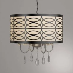 Olga 4-Light Chrome Crystal Ceiling Chandelier with Fabric Shade by Warehouse of Tiffany -Warehouse of Tiffany Shop chrome warehouse of tiffany chandeliers rl4825 4f 1000