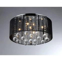 Jasmine 4-Light Black Crystal Ceiling Chandelier by Warehouse of Tiffany