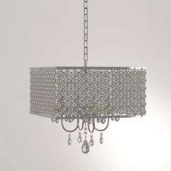 Zarah 4-Light Chrome Crystal Chandelier with Shade by Warehouse of Tiffany -Warehouse of Tiffany Shop chrome warehouse of tiffany chandeliers rl5623 1f 1000