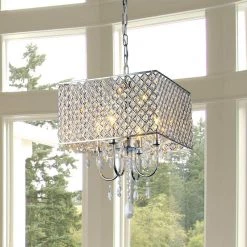 Zarah 4-Light Chrome Crystal Chandelier with Shade by Warehouse of Tiffany -Warehouse of Tiffany Shop chrome warehouse of tiffany chandeliers rl5623 c3 1000