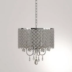 Angelina 4-Light Chrome Crystal Chandelier with Shade by Warehouse of Tiffany -Warehouse of Tiffany Shop chrome warehouse of tiffany chandeliers rl5633 1d 1000