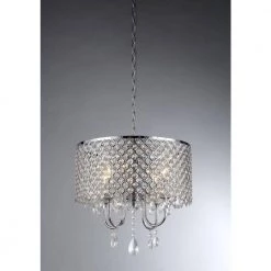 Angelina 4-Light Chrome Crystal Chandelier with Shade by Warehouse of Tiffany