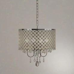 Angelina 4-Light Chrome Crystal Chandelier with Shade by Warehouse of Tiffany -Warehouse of Tiffany Shop chrome warehouse of tiffany chandeliers rl5633 a0 1000