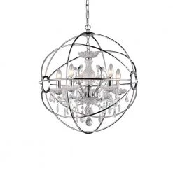 Saturn's Ring 6-Light Chrome Indoor Chandelier with Shade by Warehouse of Tiffany