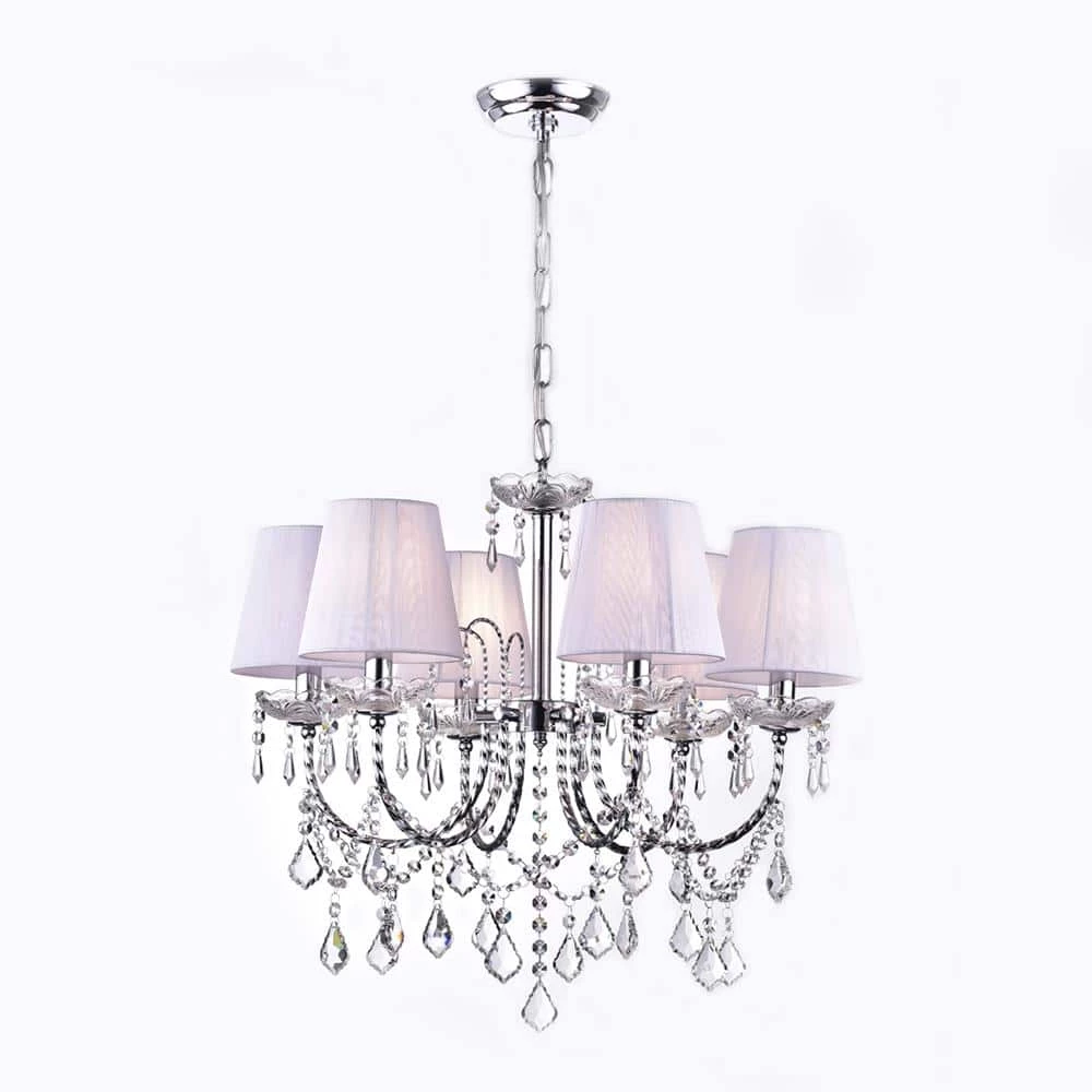 Eros 21 in. 6-Light Indoor Chrome Chandelier with Light Kit by Warehouse of Tiffany 3 Eros 21 in. 6-Light Indoor Chrome Chandelier with Light Kit by Warehouse of Tiffany