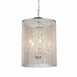 Rosalias Modern Cage 6-Light Chrome Chandelier with Shade by Warehouse of Tiffany
