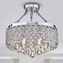 Viola 15 in. 4-Light Indoor Chrome Semi-Flush Mount Chandelier with Light Kit by Warehouse of Tiffany -Warehouse of Tiffany Shop chrome warehouse of tiffany chandeliers rl8161sch c3 1000