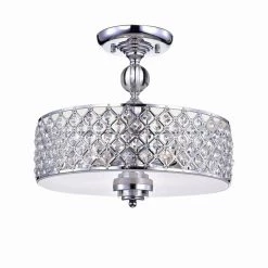 Dyesta 15 in. 3-Light Indoor Chrome Semi-Flush Mount Chandelier with Light Kit by Warehouse of Tiffany