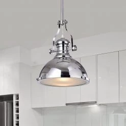 Didya 16 in. 1-Light Indoor Chrome Pendant Lamp with Light Kit by Warehouse of Tiffany 9 Didya 16 in. 1-Light Indoor Chrome Pendant Lamp with Light Kit by Warehouse of Tiffany -Warehouse of Tiffany Shop chrome warehouse of tiffany chandeliers rl8252ch 31 1000