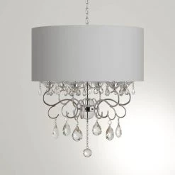 Camilla 6-Light Chrome Crystal Chandelier with Fabric Shade by Warehouse of Tiffany -Warehouse of Tiffany Shop chrome warehouse of tiffany chandeliers rl9270 1d 1000