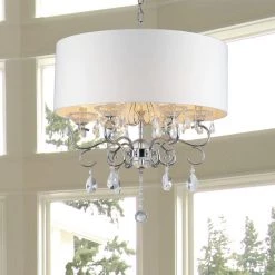 Camilla 6-Light Chrome Crystal Chandelier with Fabric Shade by Warehouse of Tiffany -Warehouse of Tiffany Shop chrome warehouse of tiffany chandeliers rl9270 40 1000