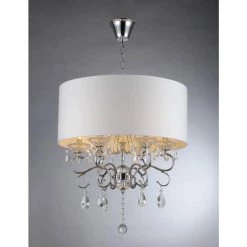 Camilla 6-Light Chrome Crystal Chandelier with Fabric Shade by Warehouse of Tiffany