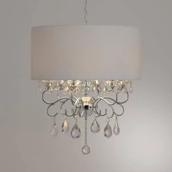Camilla 6-Light Chrome Crystal Chandelier with Fabric Shade by Warehouse of Tiffany -Warehouse of Tiffany Shop chrome warehouse of tiffany chandeliers rl9270 a0 1000