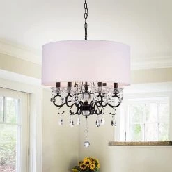 Ninian 25 in. 6-Light Indoor Chrome Chandelier with Light Kit by Warehouse of Tiffany