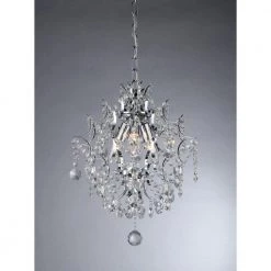 Ellaisse 3-Light Chrome Crystal Chandelier by Warehouse of Tiffany