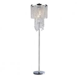 Diana 63 in. 3-Light Indoor Chrome Crystal Floor Lamp with Foot Switch by Warehouse of Tiffany