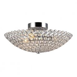 Marilla 3-Light Chrome Crystal Semi-Flush Mount by Warehouse of Tiffany