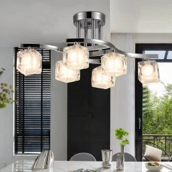 Delphina 6-Light Chrome Semi-Flushmount Light with Clear Glass Shade by Warehouse of Tiffany -Warehouse of Tiffany Shop chrome warehouse of tiffany flush mount lights c190096 1f 1000