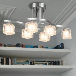 Delphina 6-Light Chrome Semi-Flushmount Light with Clear Glass Shade by Warehouse of Tiffany -Warehouse of Tiffany Shop chrome warehouse of tiffany flush mount lights c190096 31 1000