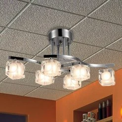 Delphina 6-Light Chrome Semi-Flushmount Light with Clear Glass Shade by Warehouse of Tiffany -Warehouse of Tiffany Shop chrome warehouse of tiffany flush mount lights c190096 4f 1000