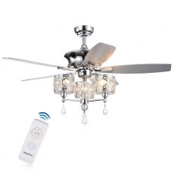 Miramis 52 in. Indoor Chrome Finsh Remote Controlled Ceiling Fan with Light Kit by Warehouse of Tiffany