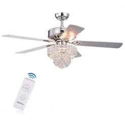 Bryanya 52 in. Chrome Indoor Remote Controlled Ceiling Fan with Light Kit by Warehouse of Tiffany