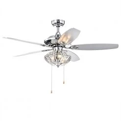 Makore 52 in. Indoor Chrome Finsh Hand Pull Chain Ceiling Fan with Light Kit by Warehouse of Tiffany