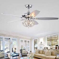 Makore 52 in. Indoor Chrome Finsh Remote Controlled Ceiling Fan with Light Kit by Warehouse of Tiffany -Warehouse of Tiffany Shop chrome warehouse of tiffany flush mount lights cfl 8366remo ch 31 1000