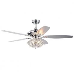 Makore 52 in. Indoor Chrome Finsh Remote Controlled Ceiling Fan with Light Kit by Warehouse of Tiffany