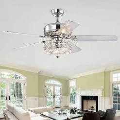 Gremane 52 in. Indoor Chrome Finsh Remote Controlled Ceiling Fan with Light Kit by Warehouse of Tiffany 9 Gremane 52 in. Indoor Chrome Finsh Remote Controlled Ceiling Fan with Light Kit by Warehouse of Tiffany -Warehouse of Tiffany Shop chrome warehouse of tiffany flush mount lights cfl 8371remo ch 31 1000