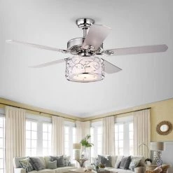 Swerl 52 in. Chrome Indoor Remote Controlled Ceiling Fan with Light Kit by Warehouse of Tiffany -Warehouse of Tiffany Shop chrome warehouse of tiffany flush mount lights cfl 8403remo ch 31 1000