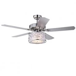 Swerl 52 in. Chrome Indoor Remote Controlled Ceiling Fan with Light Kit by Warehouse of Tiffany