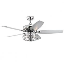 Chi 52 in. Indoor Chrome Finsh Remote Controlled Ceiling Fan with Light Kit by Warehouse of Tiffany