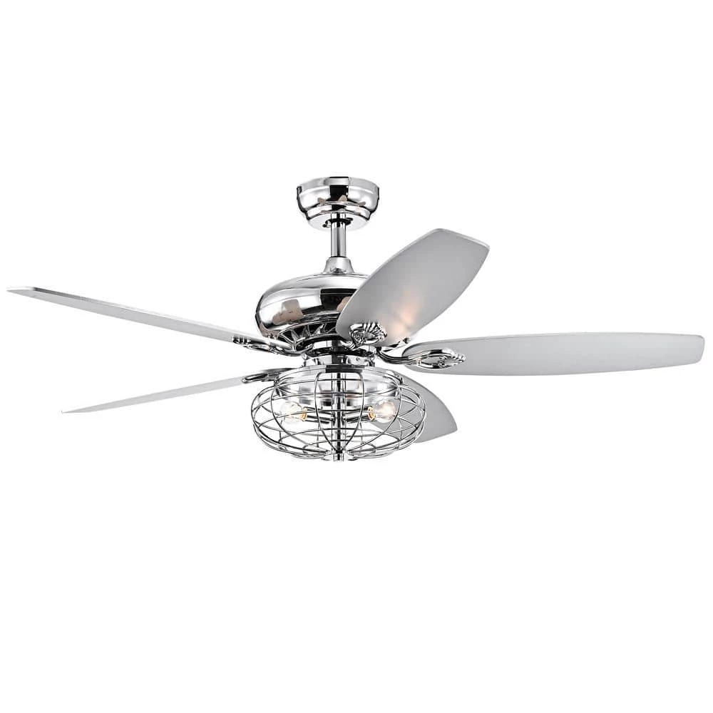 Chi 52 in. Indoor Chrome Finsh Remote Controlled Ceiling Fan with Light Kit by Warehouse of Tiffany 3 Chi 52 in. Indoor Chrome Finsh Remote Controlled Ceiling Fan with Light Kit by Warehouse of Tiffany
