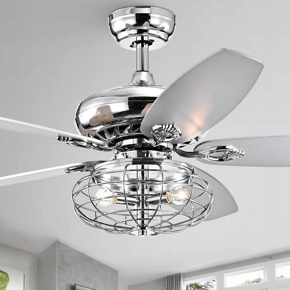 Chi 52 in. Indoor Chrome Finsh Remote Controlled Ceiling Fan with Light Kit by Warehouse of Tiffany 4 Chi 52 in. Indoor Chrome Finsh Remote Controlled Ceiling Fan with Light Kit by Warehouse of Tiffany - Image 2