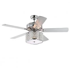 Cori 52 in. Indoor Chrome Finsh Remote Controlled Ceiling Fan with Light Kit by Warehouse of Tiffany