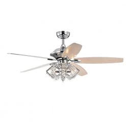 Magee 52 in. Indoor Chrome Finsh Remote Controlled Ceiling Fan with Light Kit by Warehouse of Tiffany