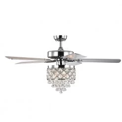 Jay 52 in. Indoor Chrome Finsh Remote Controlled Ceiling Fan with Light Kit by Warehouse of Tiffany
