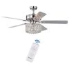 Kyahboi 52 in. Indoor Chrome Finsh Remote Controlled Ceiling Fan with Light Kit by Warehouse of Tiffany -Warehouse of Tiffany Shop chrome warehouse of tiffany flush mount lights cfl 8459remo ch 64 1000