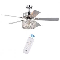 Kyahboi 52 in. Indoor Chrome Finsh Remote Controlled Ceiling Fan with Light Kit by Warehouse of Tiffany